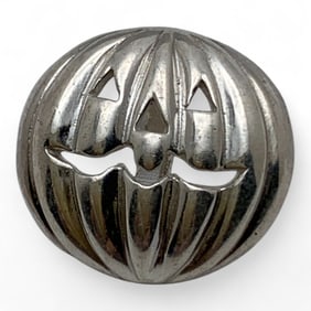 Sterling Silver Carved Pumpkin Pendant