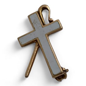 14k Yellow Gold Enameled Cross Pin