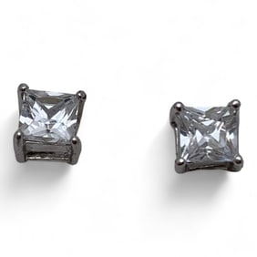 Sterling Silver And Clear Stone Stud Earrings