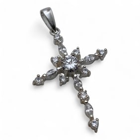 Sterling & Cubic Zirconia Cross Pendant