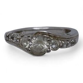 Sterling Silver Ring With Clear Stones