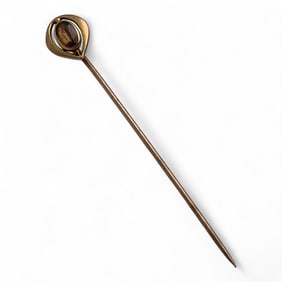 10k Gold And Brown Stone Stick Pin