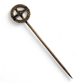 10k Gold, Black Onyx And Diamond Stick Pin