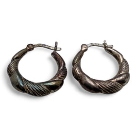 Pair Of Sterling Silver Hoop Earrings