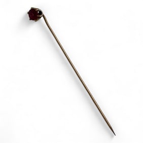 10k Gold And Red Stone Stick Pin