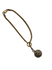 Sterling Gold Tone Charm Bracelet W Clear Stones