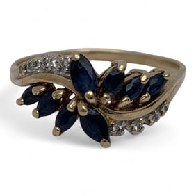 10k Yellow Gold Diamond & Sapphire Ring