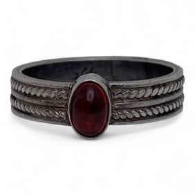 Sterling Silver & Red Stone Ring