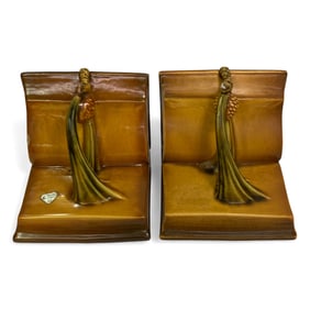 Pair Of Roseville Pottery Pine Cone Bookends
