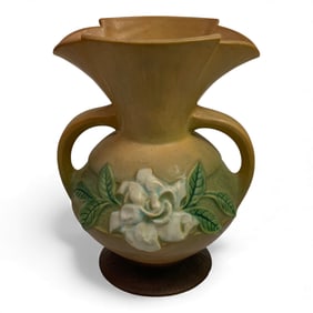 Roseville Pottery Gardenia Double Handled Vase