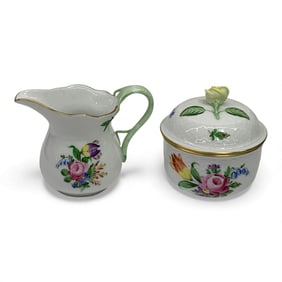Herend Hungary Handpainted Porcelain Cream & Sugar