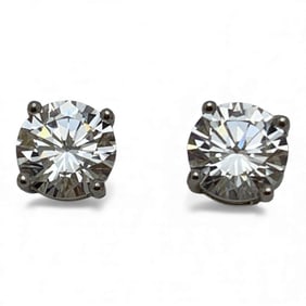 Pair Of Sterling Silver & Clear Stone Earrings