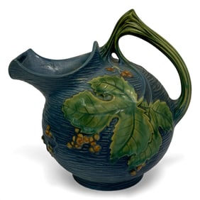 Roseville Pottery Blue Bushberry Water Pitcher