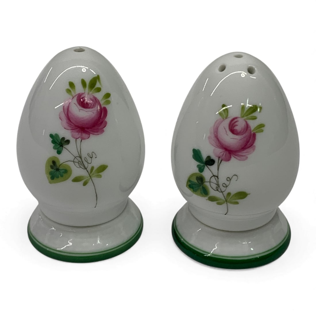 Pair Of Herend Hungary Porcelain Shakers: Marked On Bottom: Herend Hungary. Handpainted. 2.25" Tall.