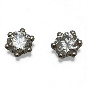 Pair Of Sterling Silver & Clear Stone Earrings