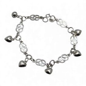 Sterling Silver Heart Charm Bracelet
