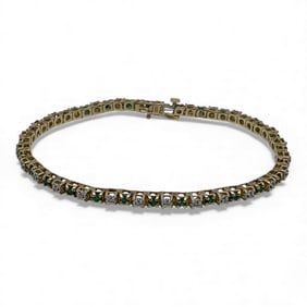 10k Yellow Gold Diamond & Emerald Bracelet