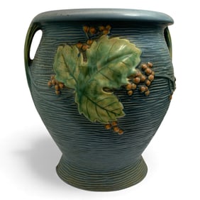 Roseville Bushberry Blue Jardiniere / Vase