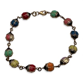 10k Yellow Gold Enameled Lady Bug Bracelet
