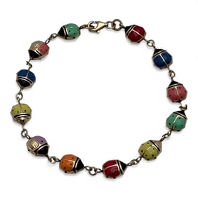 10k Yellow Gold Enameled Lady Bug Bracelet