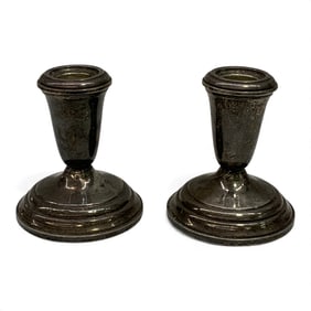 Pair Of Sterling Silver Weighted Candle Sticks