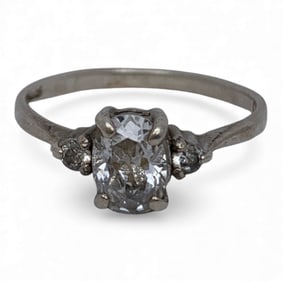 Sterling Silver Ring With Clear Stones