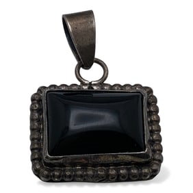 Silver & Black Stone Pendant