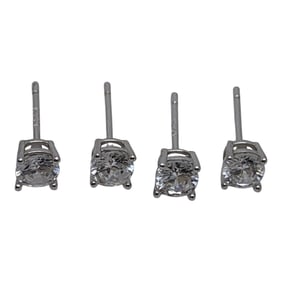 2 Pairs Of Sterling Silver & Clear Stone Earrings