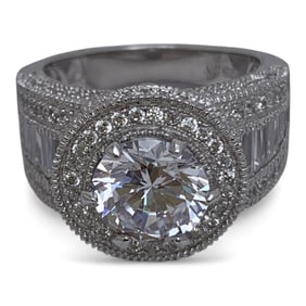 Sterling Silver Ring With Clear Stones