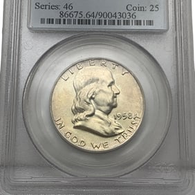 Pcgs 1958 D Franklin Silver Half Dollar
