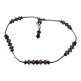 Sterling Silver & Clear Brown Stone Bracelet