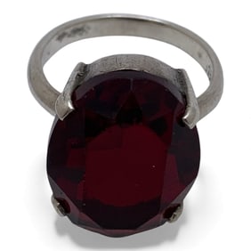 Sterling Silver Ring With Large Red Stone