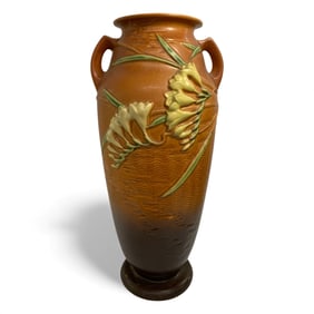 Roseville Art Pottery Brown Freesia Vase