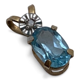 10k Yellow Gold Diamond & Topaz Pendant