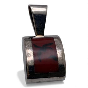 Sterling Silver & Red Stone Pendant