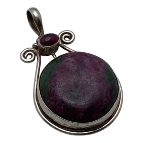 Sterling Silver Pendant With Purple Stones