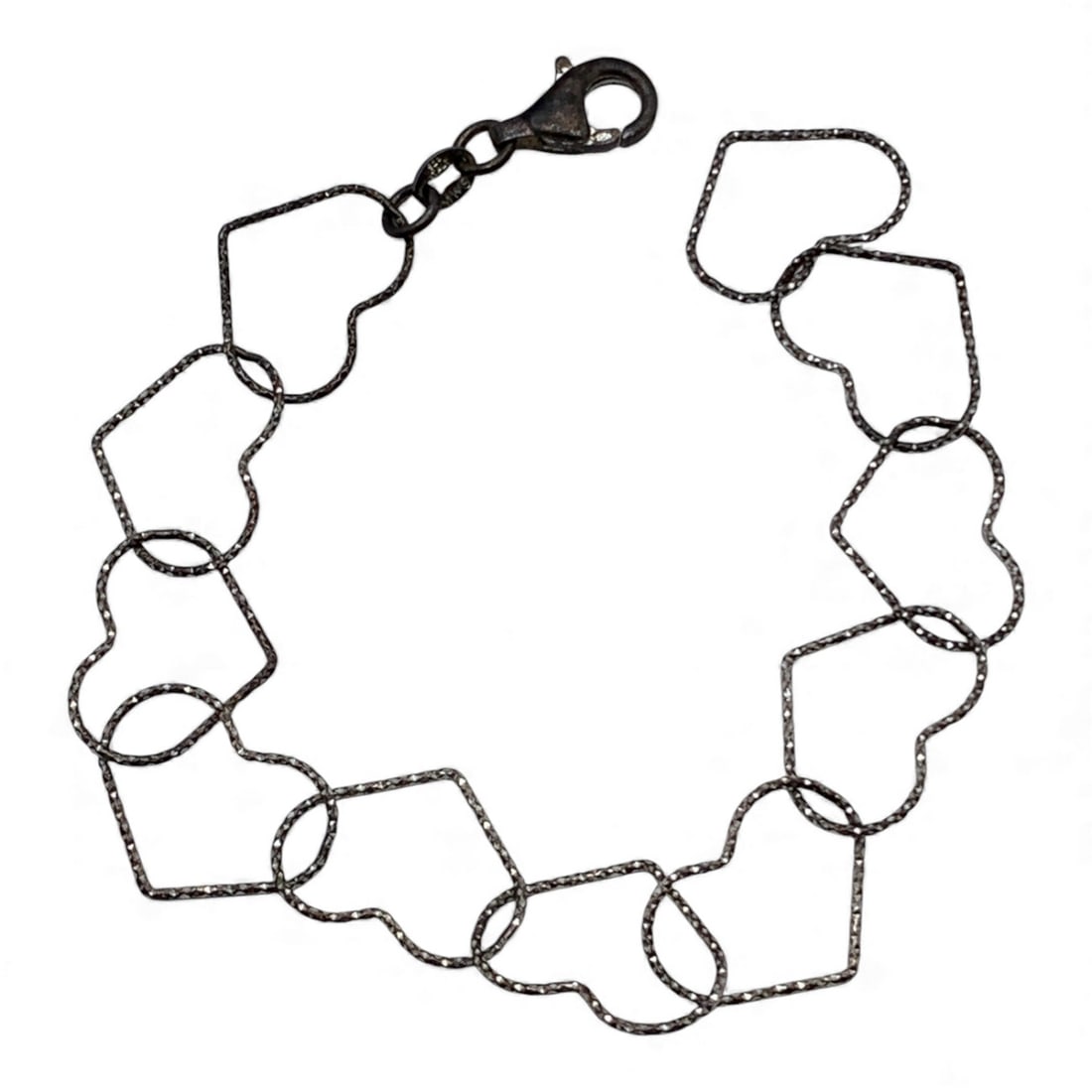 Sterling Silver Heart Bracelet: Marked 925 - 7 7/8" Long - 3.6 Grams