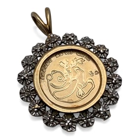 10k Yellow Gold & Diamond Coin Pendant