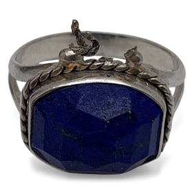Sterling Silver Ring With Large Blue Stone