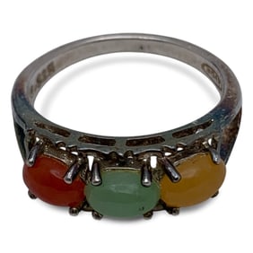 Sterling Silver Ring With Colored Stones