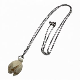 Sterling & Carved Bone Pendant Necklace