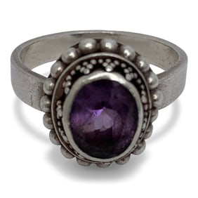 Sterling Silver & Purple Stone Ring
