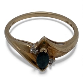 10k Yellow Gold Diamond & Topaz Ring