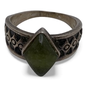 Silver & Green Stone Ring