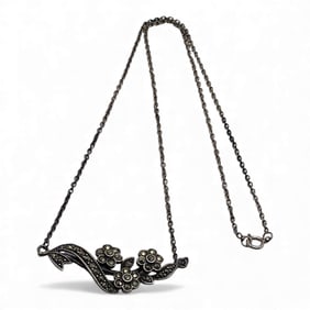 Sterling & Marcasite Pendant Necklace