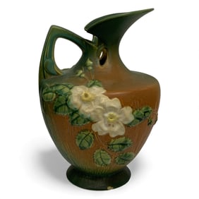 Roseville Pottery White Rose Ewer
