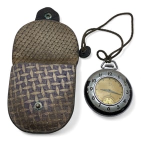 Vintage Tower Pocket Watch With Pouch