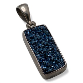 Silver Pendant With Blue Stone