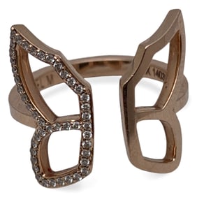 Michael M 14k Bronze Tone Diamond Butterfly Ring