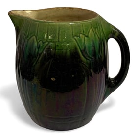 Majolica Glazed Pitcher With Tulip Design